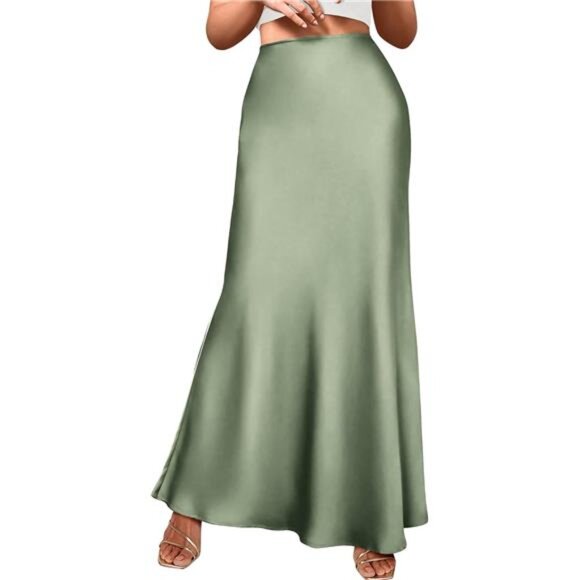 Womens Skirts Casual Maxi Skirt Green2 - Picture 1 of 6